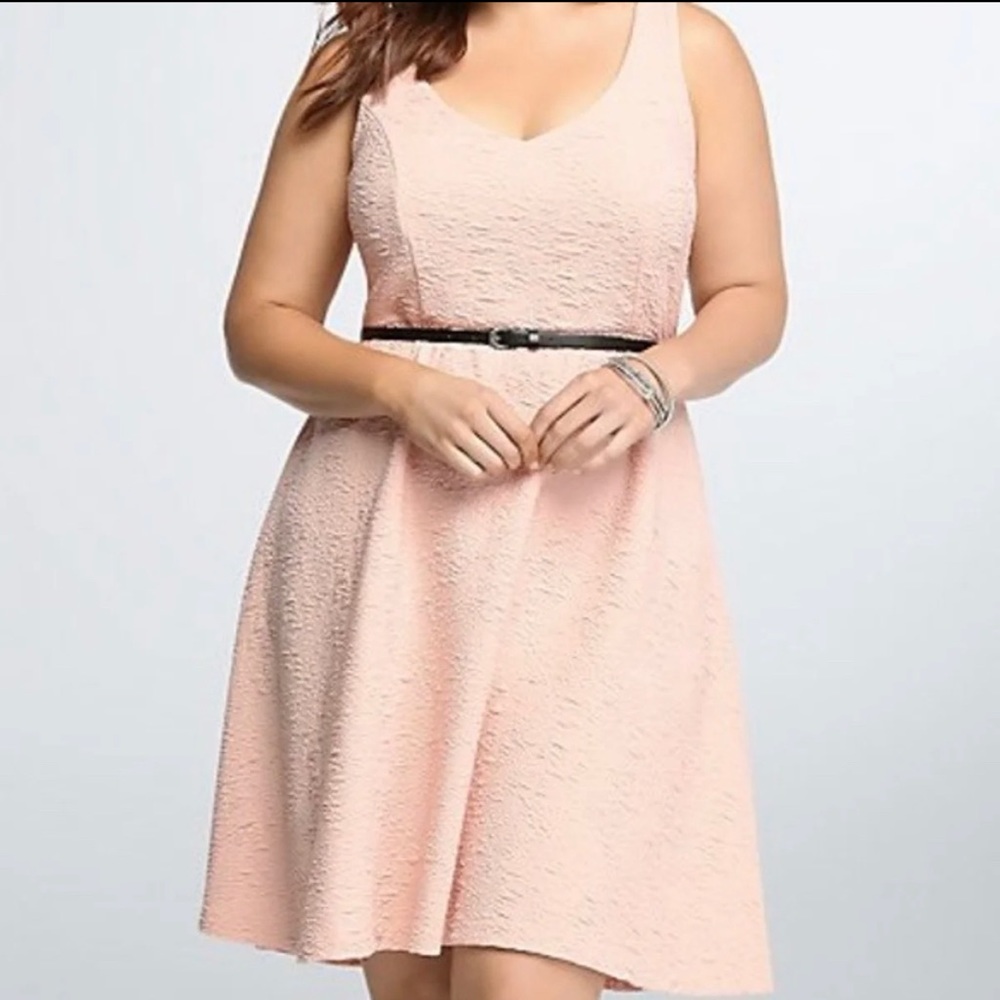 Torrid Blush Pink Textured Skater Dress Sleeveless